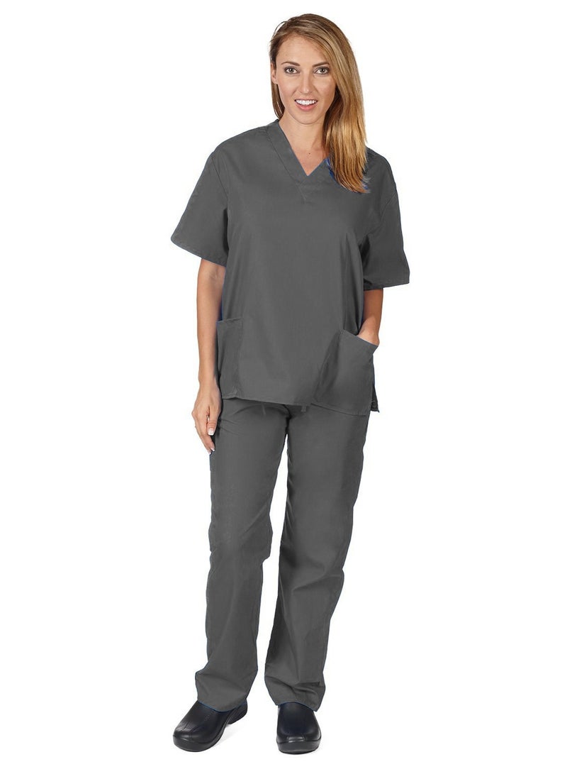 Loquat Womens Medical Scrubs Set Medical Uniform Set Gray - Image 1