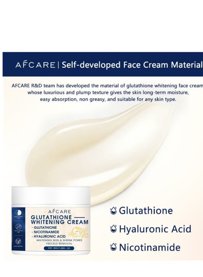 افكير كريم جلوتاثيون المضيء المشرق بدرجة بحثية — مدعم بالجلوتاثيون والنياسيناميد وحمض الهيالورونيك. يستهدف الميلانين من مصدره، يضيء البشرة ويخفف البقع الداكنة، ينعم المسام، ويوفر ترطيبًا طويل الأمد مع إصلاح حاجز الجلد. - Image 5