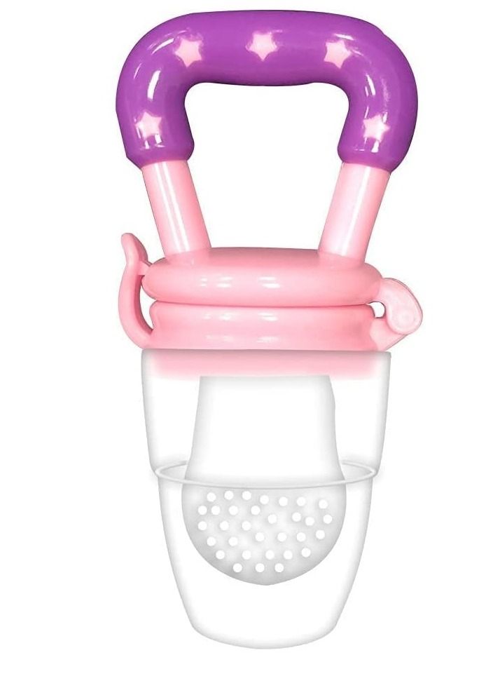 AS SEEN ON TV Baby Fruit Food Feeder Teething Pacifier for Teething Baby Infant Toy Nipple Pouches Nibbler for Toddlers & Kids Pacifier Pink - Image 1