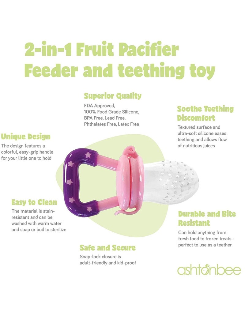 AS SEEN ON TV Baby Fruit Food Feeder Teething Pacifier for Teething Baby Infant Toy Nipple Pouches Nibbler for Toddlers & Kids Pacifier Pink - Image 2
