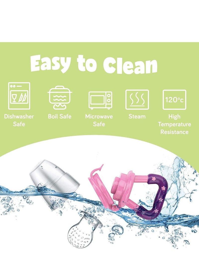 AS SEEN ON TV Baby Fruit Food Feeder Teething Pacifier for Teething Baby Infant Toy Nipple Pouches Nibbler for Toddlers & Kids Pacifier Pink - Image 4