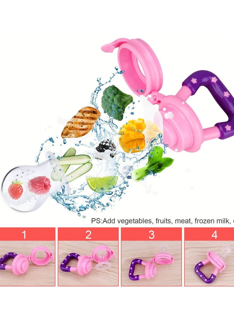 AS SEEN ON TV Baby Fruit Food Feeder Teething Pacifier for Teething Baby Infant Toy Nipple Pouches Nibbler for Toddlers & Kids Pacifier Pink - Image 3