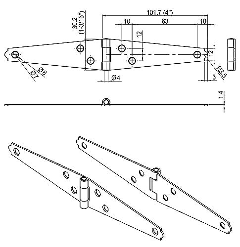 QCAA Light Strap Hinge Steel 2Layered Powder Coated 4 Elegant Frosted Matte Black 12 Pack Made in Taiwan - Image 3