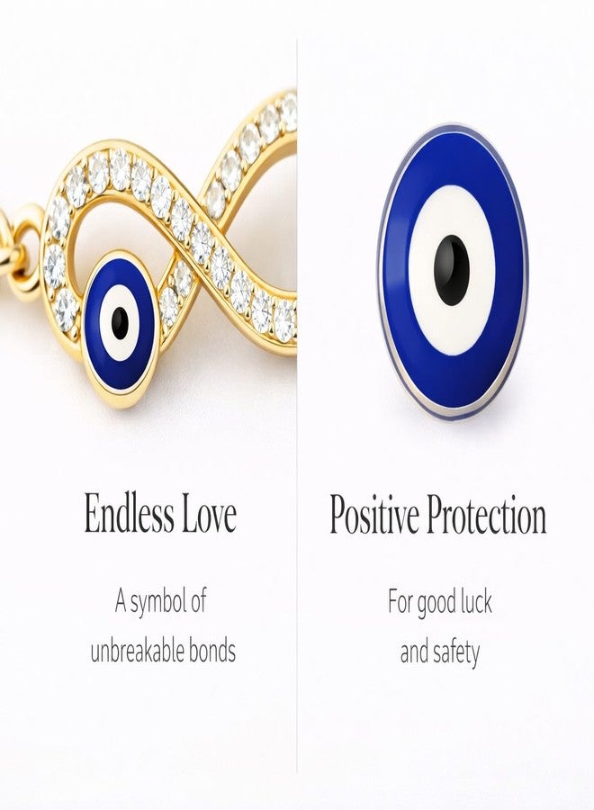 SUPER SOFTENER Infinity Evil Eye Couple Bracelet Rakhi Set for Bhaiya Bhabhi | Raksha Bandhan Rakhi Bracelet Combo for Brother & Sister-in-Law | Infinity Design Rakhi with Roli Tilak & Greeting Card - Image 3