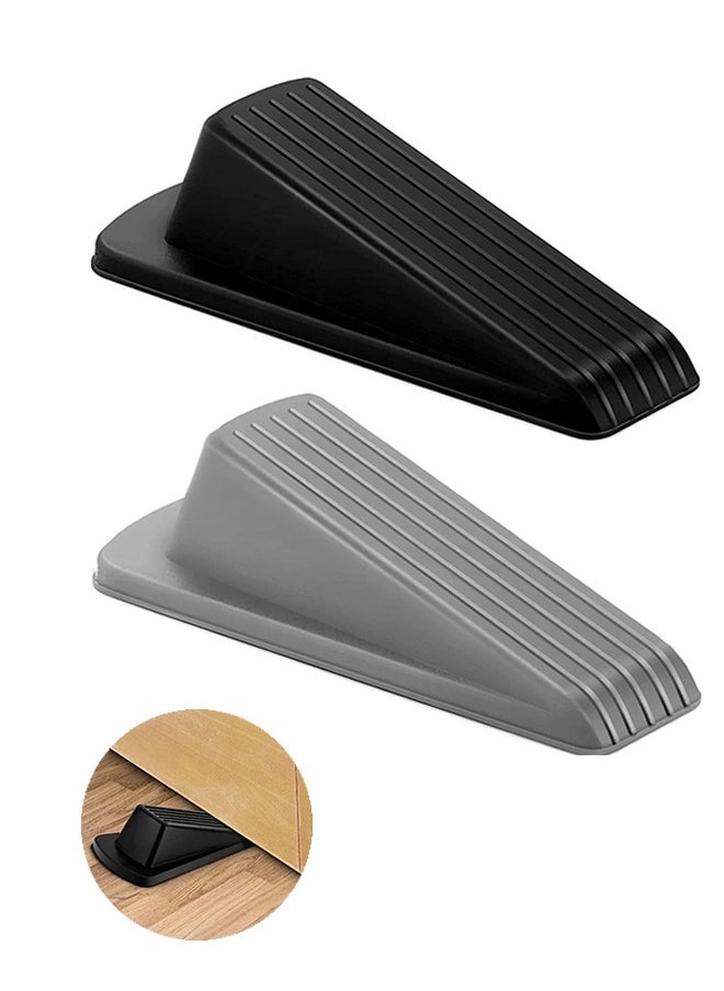 Generic Door Stopper, Rubber Hook Type Door Stopper, Door Stop Works on All Floor Surfaces, Control The Size of The Door Gaps and Prevent The Lock-Outs Door Stop Wedge (Black+Brown)  - Image 1