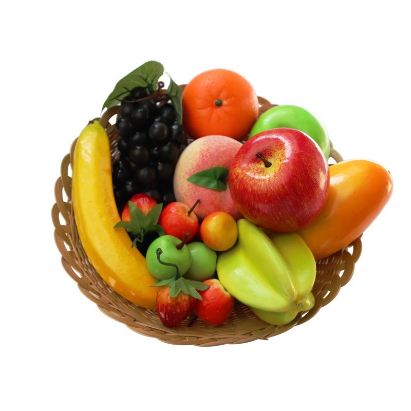 Lorigun 12 Kinds of Artificial Fruits Pack, 12 Different Fruits in One Set, Fake Fruits for Home Decor, Simulation Fruit Set, Party Chirstmas Decortion, Fruit Modle for Photoshoot Total 16 Pcs - Image 1