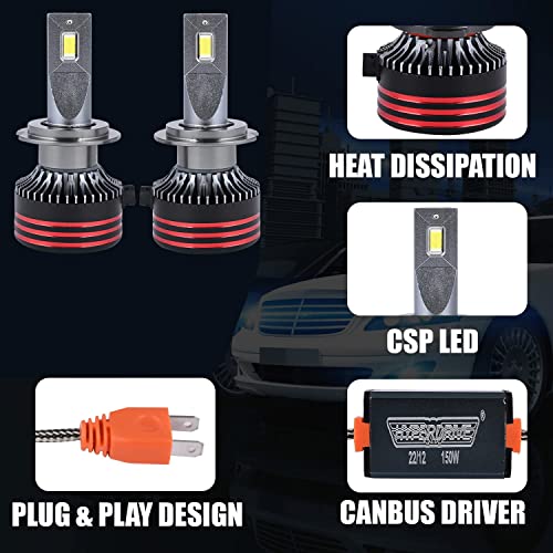 Casago CAHYH07 Hyperdrive H7 150W Bright LED Headlight For Automobiles With Quick Start Plug-Play Design Water Resistant And Easy Installation(Set of 2) - Image 5