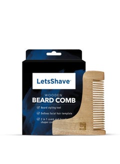 LetsShave Wooden Beard Comb For Men | Beard Styling Tool, Shaping & Styling Your Beard, Pocket-Friendly, Anti Bacterial & Anti Dandruff  - Image 1