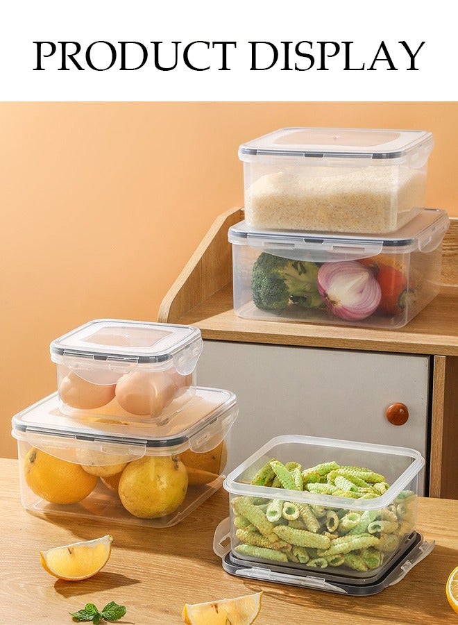 DUNISO 5 Pieces of  Plastic Food storage containers,stackable rectangle fresh keeping box set, kitchen sealed bento box, with snap lock lid, easy to clean，suitable for microwave ovens, refrigerators, cabinets, clear - Image 4