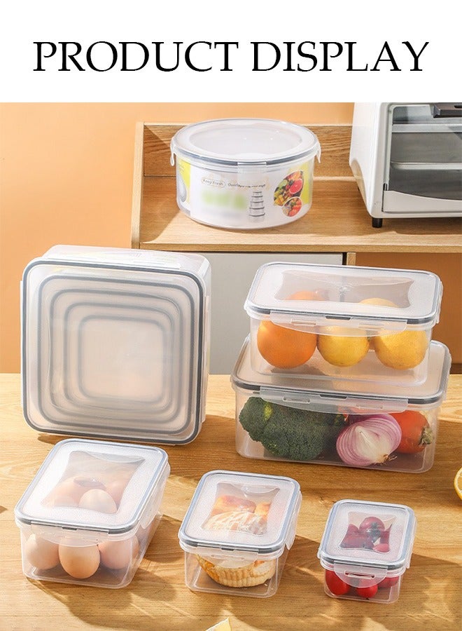 DUNISO 5 Pieces of  Plastic Food storage containers,stackable rectangle fresh keeping box set, kitchen sealed bento box, with snap lock lid, easy to clean，suitable for microwave ovens, refrigerators, cabinets, clear - Image 5