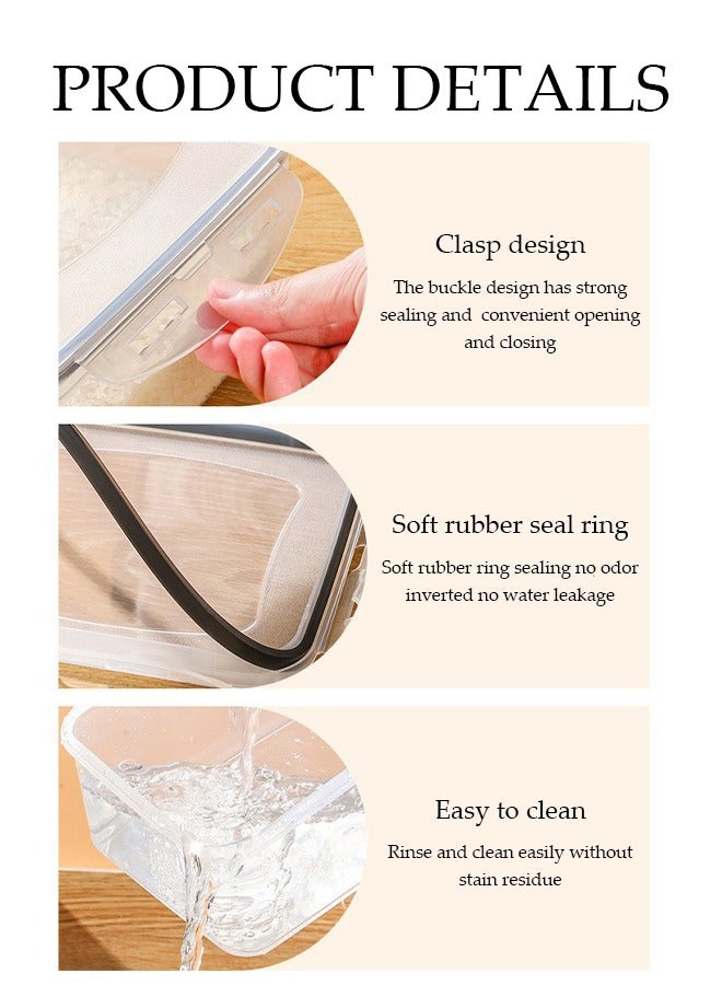 DUNISO 5 Pieces of  Plastic Food storage containers,stackable rectangle fresh keeping box set, kitchen sealed bento box, with snap lock lid, easy to clean，suitable for microwave ovens, refrigerators, cabinets, clear - Image 3