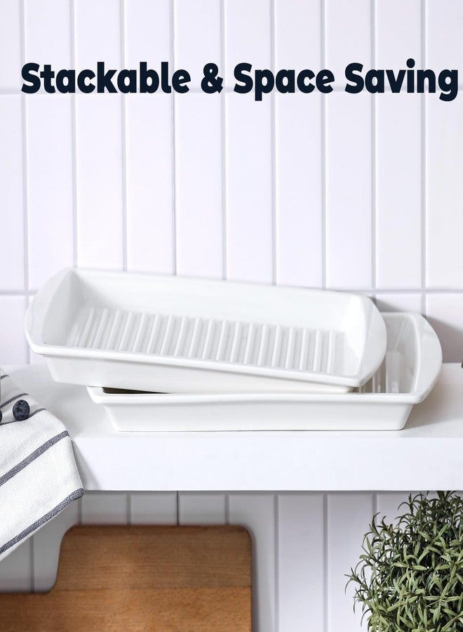 Dizada Microwave Bacon Tray 13"x10" Set of 2 - Porcelain Bacon Cooker for Microwave, Ceramic Bacon Rack for Sausages, Hot Dogs, Dishwasher Freezer Safe - Image 5