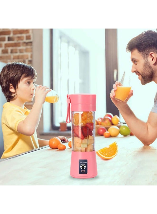 DoubleCare Portable Blender Cup,Electric USB Juicer Blender,Mini Blender Portable Blender For Shakes and Smoothies, juice,380ml, Six Blades Great for Mixing,pink - Image 4