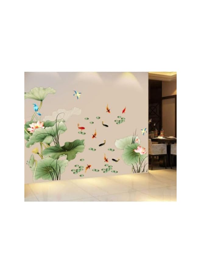 The Bros Lotus Flower Bird Fish Wall Decor Decal Sticker,Living Room PVC Mural Decorative Craft Wall Art Decoration Painting Large Removable Chinese Style  - Image 4