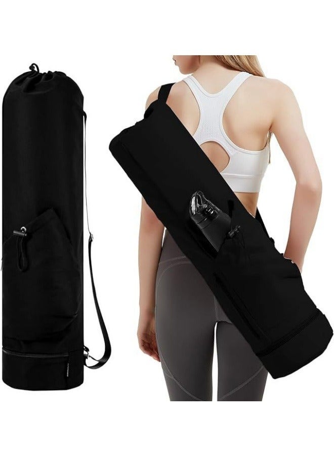 Generic Yoga mat bag with water bottle pocket and bottom wet bag, sports yoga mat back with multifunctional storage bag 