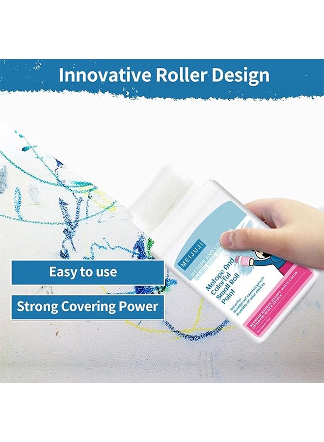 White Paint For Wall,Small Roller Brush Wall Repair Tool,Eco-friendly Latex Paint with Small Roller Brush,Water-Based, Non-Toxic,The best choice for removing wall stains - Image 2