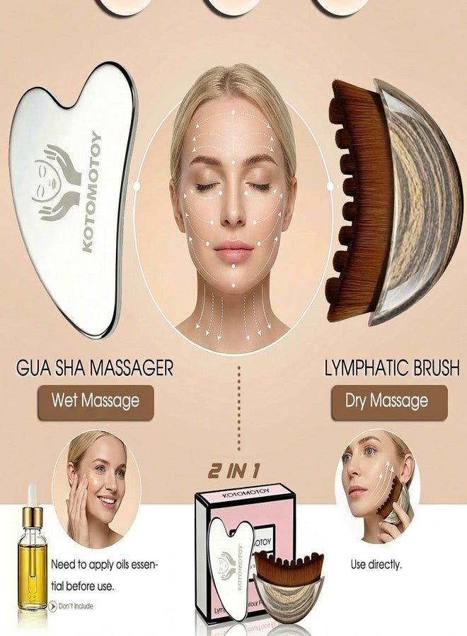 Kotomotoy فرشاة تحديد ملامح الوجه اللمفاوية لنحت الوجه، فرشاة غوا شا للوجه، مدلك تصريف لمفاوي للعناية بالبشرة، مضاد للانتفاخ، مزيل للسموم وشد البشرة، يحسن نضارة البشرة، يخفف التعب - Image 2