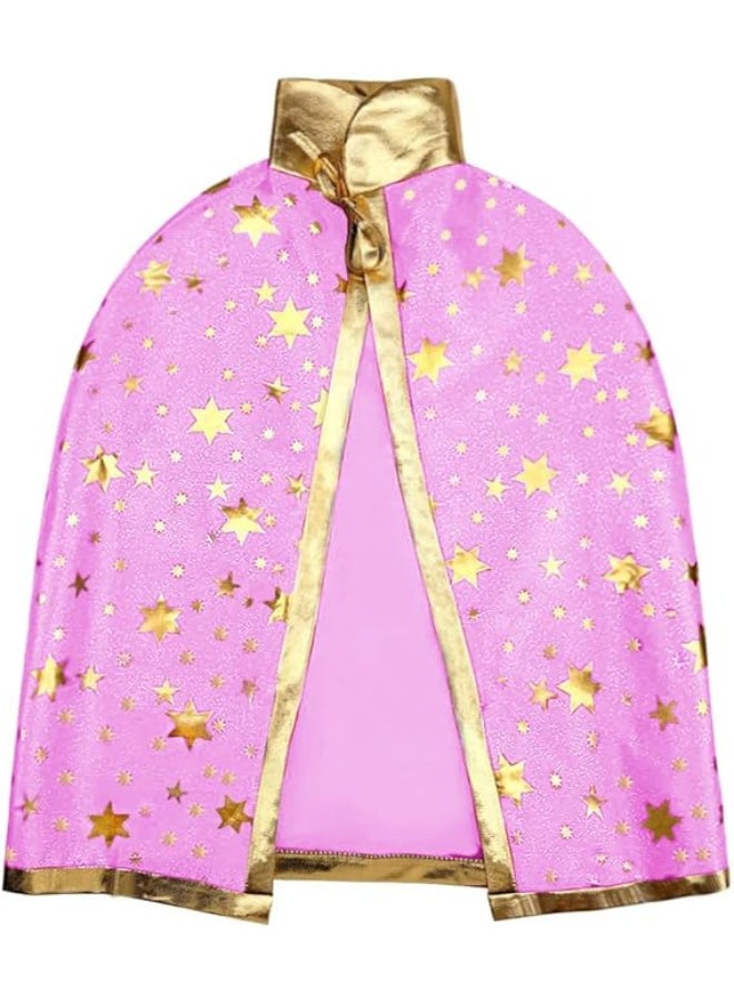 عالية الجودة زي عباءة ساحرة الهالوين بنمط نجمة مع قبعة وحقيبة قرع للأطفال باللون الوردي - Image 2