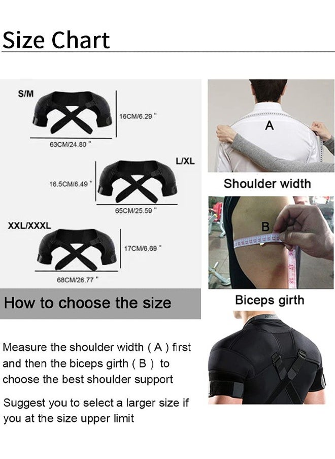 PYC - Double Shoulder Support Brace Strap Wrap Neoprene Protector, Recovery Shoulder Brace for Men and Women, Shoulder Stability Support Brace, Adjustable Fit Sleeve Wrap, - Image 1