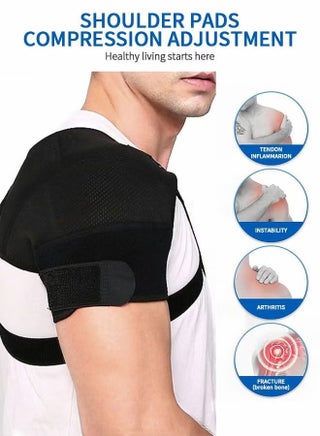 Double Shoulder Support Brace Strap Wrap Neoprene Protector, Recovery Shoulder Brace for Men and Women, Shoulder Stability Support Brace, Adjustable Fit Sleeve Wrap, - view 4