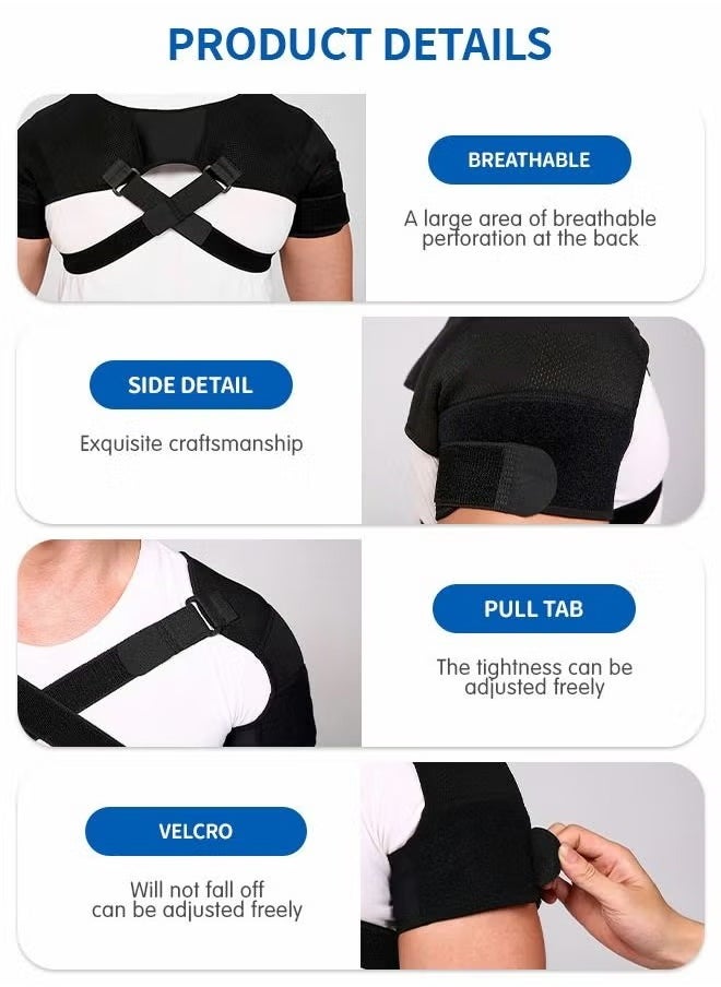 PYC - Double Shoulder Support Brace Strap Wrap Neoprene Protector, Recovery Shoulder Brace for Men and Women, Shoulder Stability Support Brace, Adjustable Fit Sleeve Wrap, - Image 1