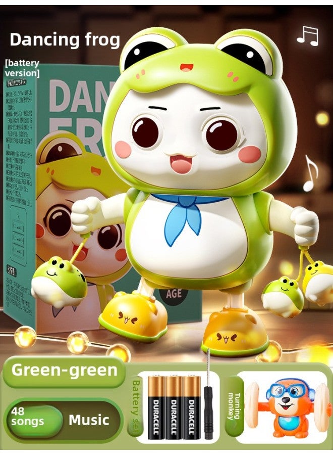 0-1 Year Old Baby Toy Electric Rabbit Exercises Head-up Training Artifact Can Sing And Dance Newborn Baby 3 To 6 Months-Color:❤Little Jumping Frog [48 Songs] Battery Version + [orange Tipping Monkey]  - Image 1