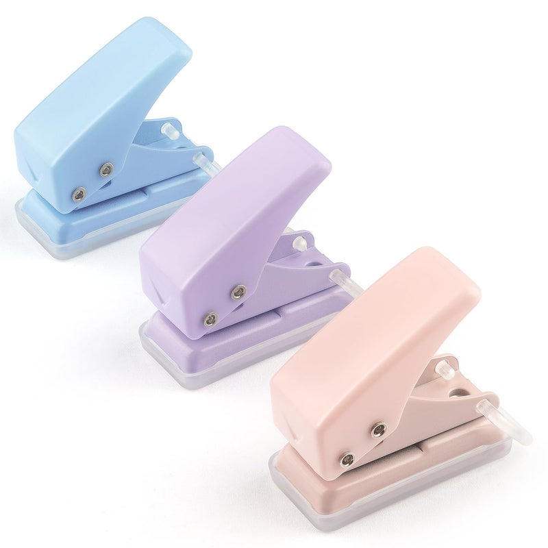 Tamaki 3 PCS Single Hole Puncher, Mini Hole Punch with 6 Sheet Capacity, for ID Cards, Chipboard, Art Project, Crafts Easy Punching - Image 1