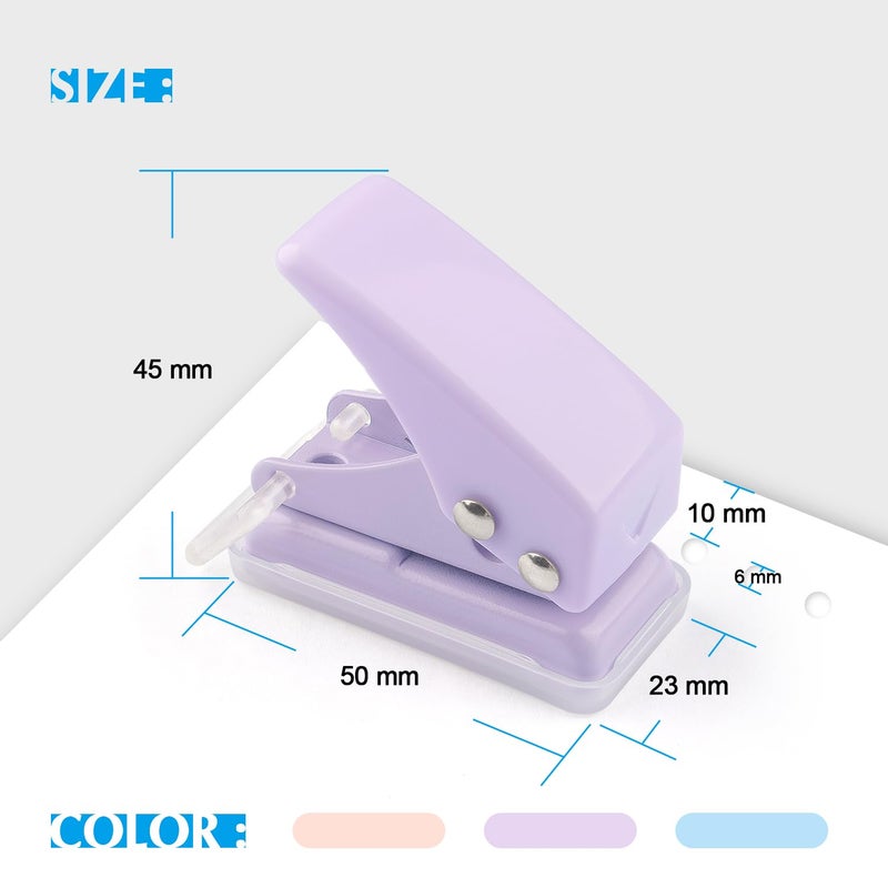 Tamaki 3 PCS Single Hole Puncher, Mini Hole Punch with 6 Sheet Capacity, for ID Cards, Chipboard, Art Project, Crafts Easy Punching - Image 2