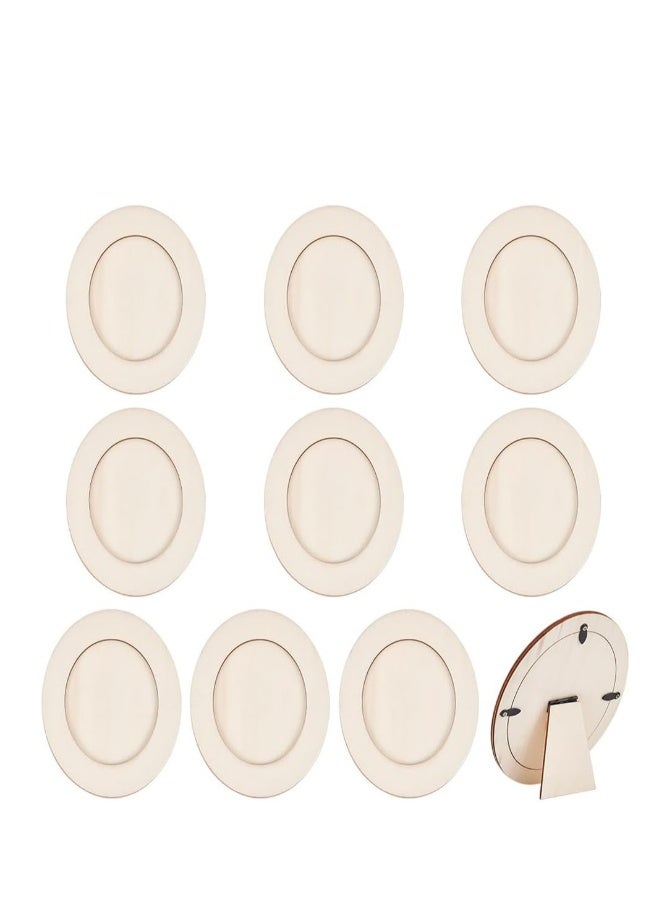 Tabletop Picture Frames,10 Pcs Elevate Memories with Wood Oval Tabletop Picture Frames  - 4.5x3inch Size for Wedding Decor and Home Display. Adjustable Frames for Personalized Festive Gifting - Image 1