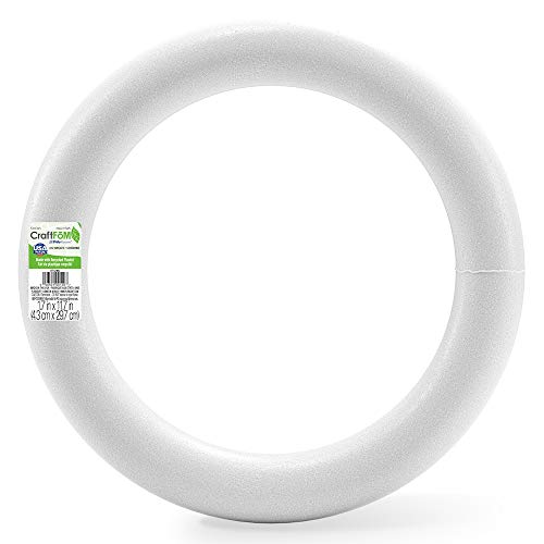 FloraCraft Extruded CraftFōM Wreath 1.7 Inch x 11.7 Inch White - Image 1