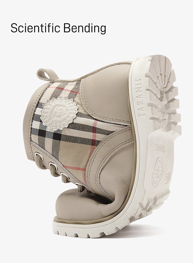 Taranis Taranis Children's Shoes Beige & Check Boots Classic Plaid Boots  - Image 3