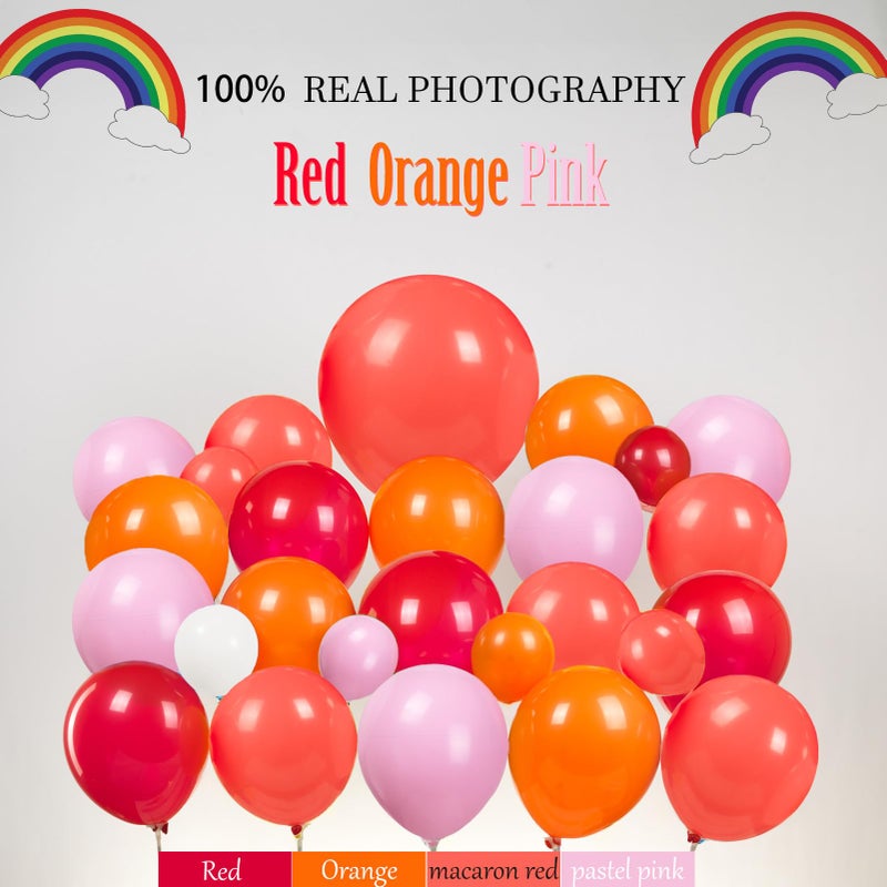 yeewaka Sesame Friends Birthday Party decorations Cartoon Theme primary color Balloon Garland Kit Red Orange Pink White Latex Balloon Arch With background For kid birthday supplies Back to School decorations - Image 3