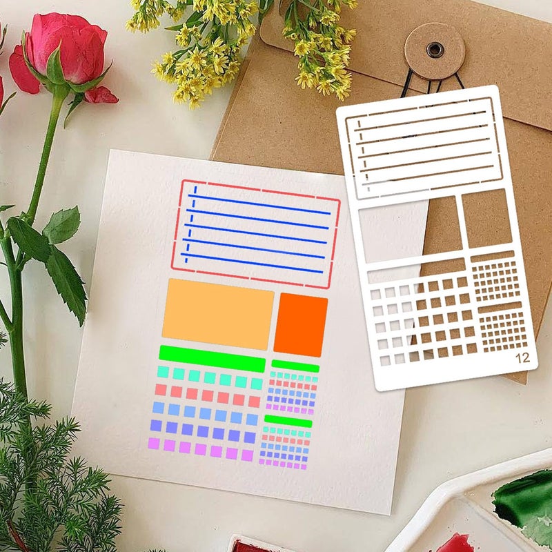 eageus 36 Pieces Journal Stencils for Bullet Dot Journaling Notebook Scrapbook, 4 x 7 Inch Planner Stencil DIY Drawing Templates Accessories Supplies Kit for Planners Cards Decorations (Journal) - Image 5