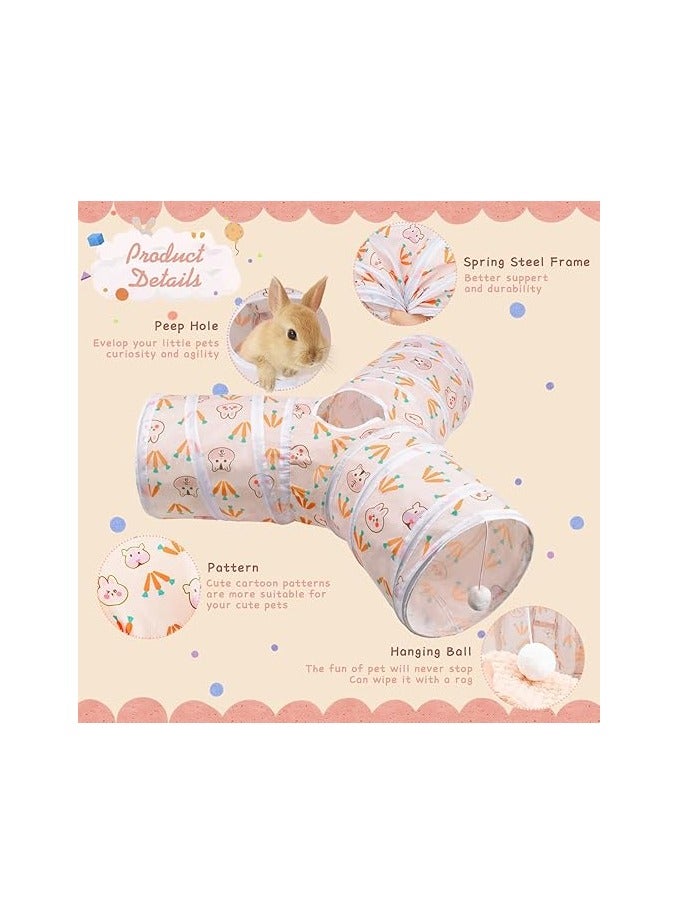 عام نفقات بني وأنابيب قابلة للطي، لعب نفقات نشاط للأرانب الصغيرة، لعب نفقات للأرانب الصغيرة والأرانب القزمة وغنم الغينيا والقطط. - Image 2