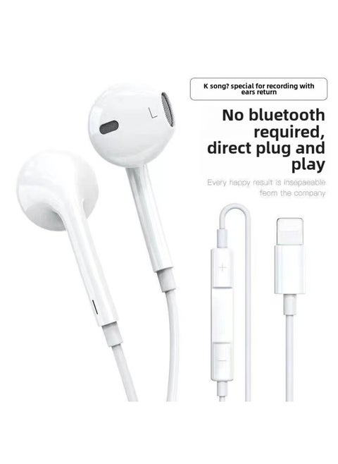 High Sound Quality Wired Headset For Apple Type-C Xiaomi Huawei OPPO Digital Headset Wire Control Headset-Color:Second-generation Apple Cracks Straight Insertion