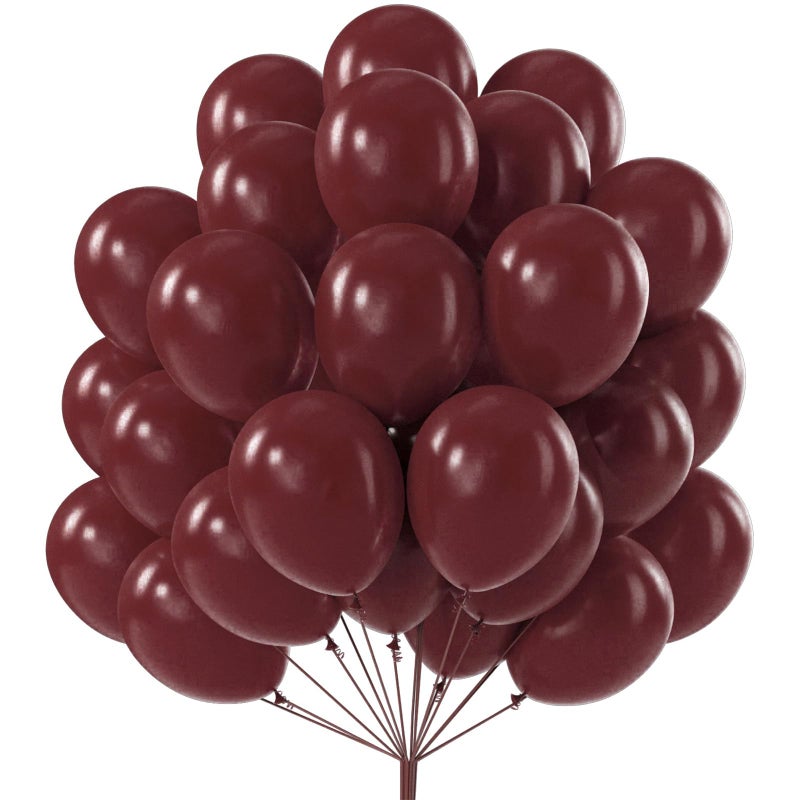 PartyWoo Burgundy Balloons 50pcs 12 Inch Dark Chestnut Red Maroon Helium Balloons for Graduation Wedding Thanksgiving Birthday Bachelorette Citizenship Strawberry Theme Party Decorations RedY62 - Image 3