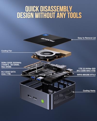 GMKtec Mini PC Intel Core i7-1185G7 (up to 4.8 GHz) 32GB DDR4 1TB SSD Desktop Mini Computers WiFi 6, BT 5.2/ DP, HDMI/RJ45 2.5G/USB4.0 - Image 4