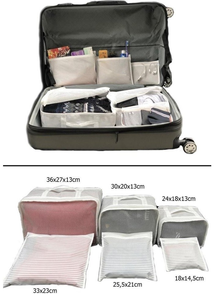 Easyso Suitcase Organizer Luggage Organizer Set of 6 - Striped-  - Image 5