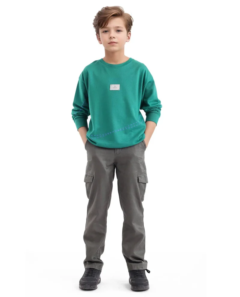 رير ونز Rare Ones Kids Kole Green Cotton Poly Full Sleeve HD Print Sweatshirt