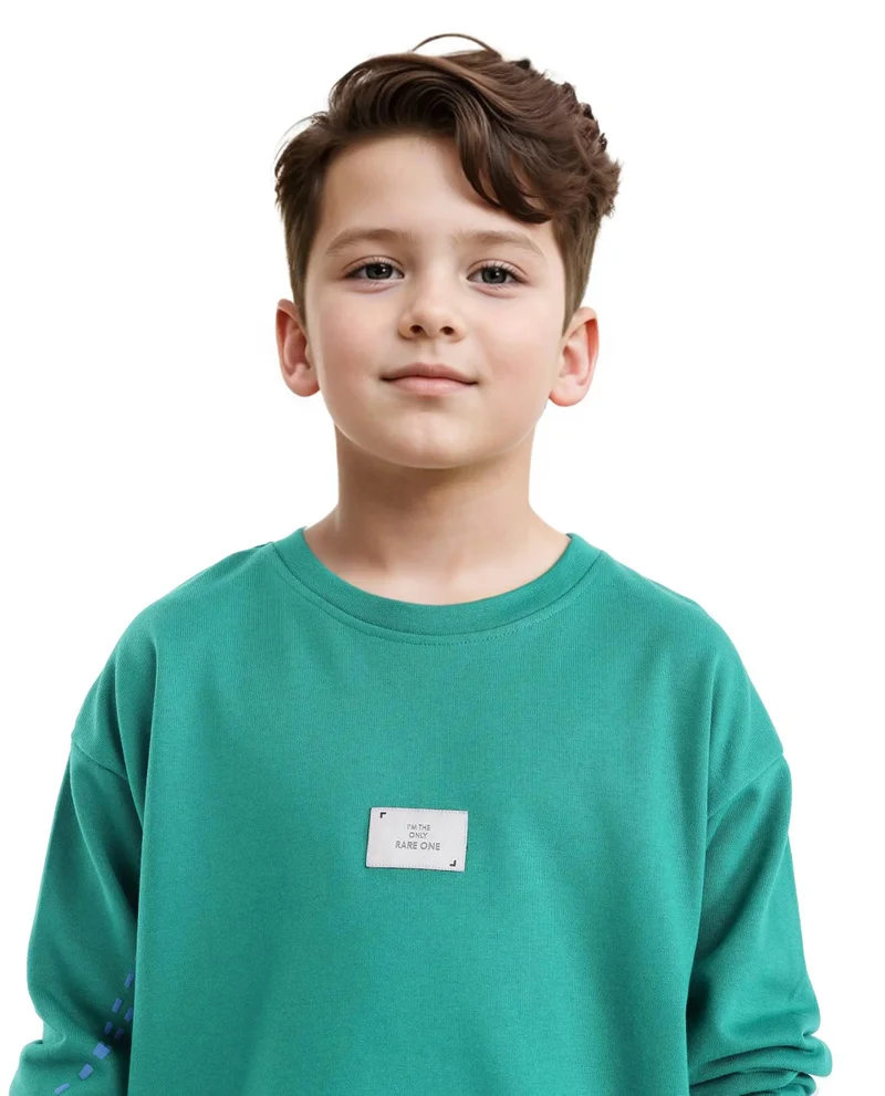 Rare Ones Rare Ones Kids Kole Green Cotton Poly Full Sleeve HD Print Sweatshirt
