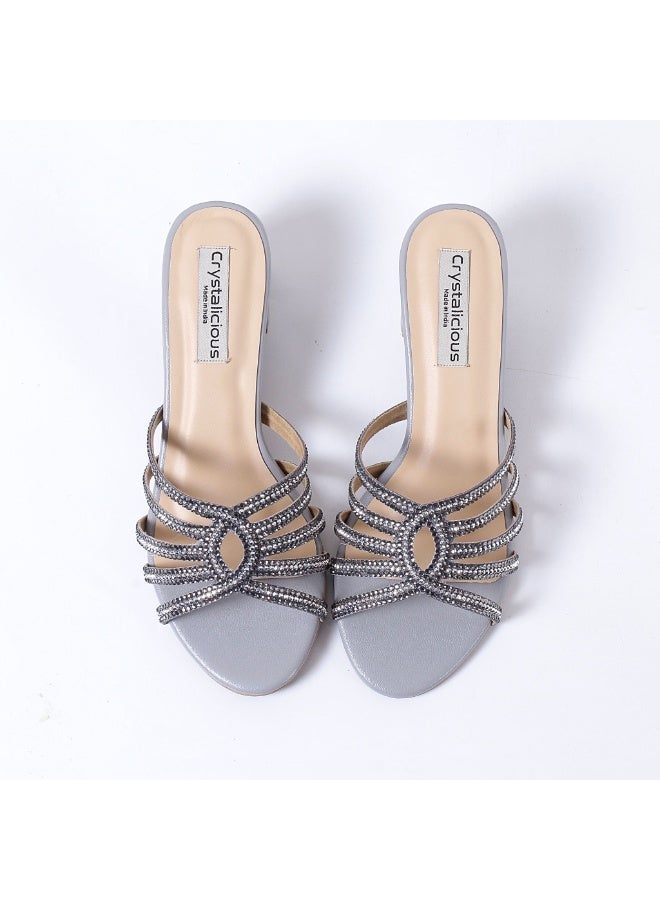 بلوري حذاء بكعب عالٍ دافئ 2.0 مصنوع يدويًا بمقدمة مستديرة مقاس 2 بوصة للحفلات، الكاجوال، العمل، المواعدة، الكوكتيلات، النوادي الليلية - Image 1