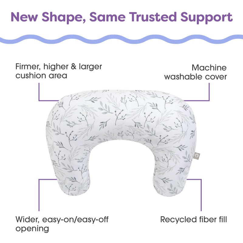 Boppy Nursing Pillow - Ergonomic Bottle & Breastfeeding Pillow with High, Firm, Large Area, Water-Repellent Cushion with Washable Cover; Baby Safety Alliance Verified - Gray Gentle Leaves - Image 5