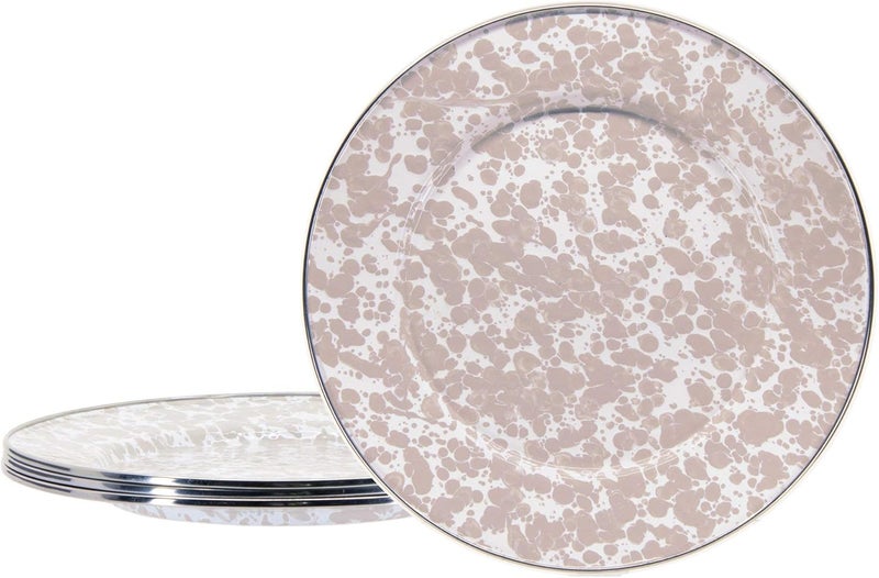 Golden Rabbit Enamelware  Set of 4105 Dinner Plates Taupe Swirl - Image 1