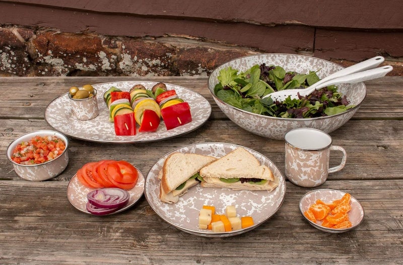 Golden Rabbit Enamelware  Set of 4105 Dinner Plates Taupe Swirl - Image 4