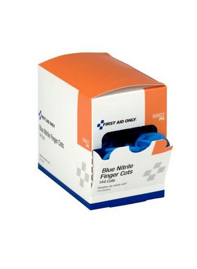 First Aid Only 90922 Blue Nitrile Finger Cots, Disposable Rubber Finger Protectors for Offices, Kitchens, Home, and More, 144 Pack