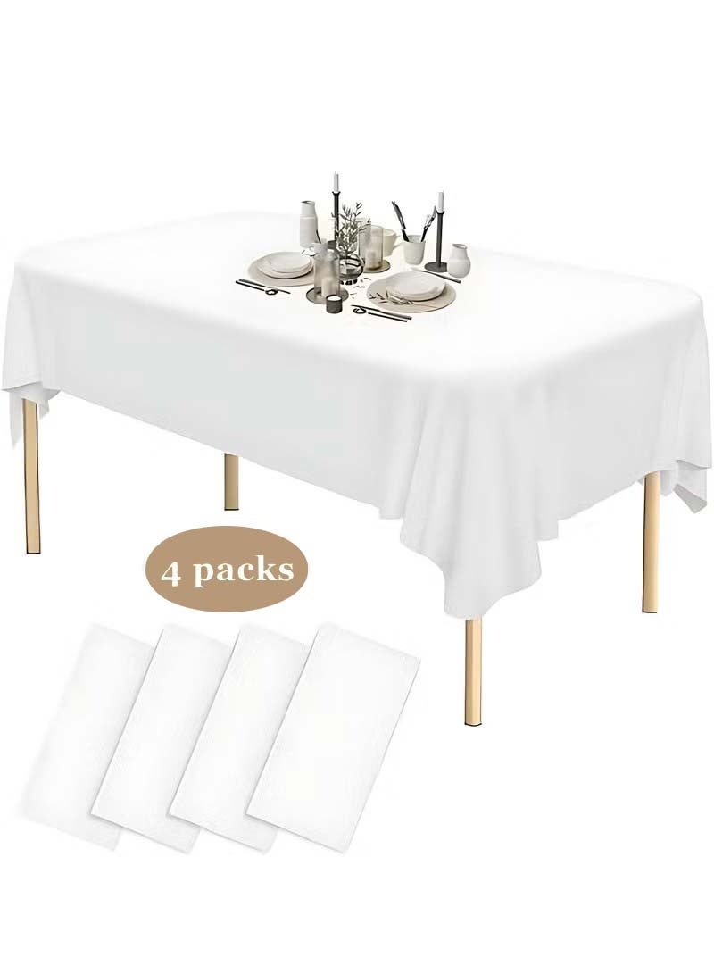 YIM-VIBEHAUS 4 Pack Disposable Tablecloths 72 x 54 Inch Plastic Rectangle Table Cloth Waterproof Decorative Table Cover for BBQ Party Wedding Indoor or Outdoor Use - Image 1
