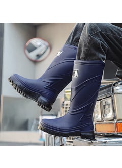 Generic Stylish Mens Rain Boots Waterproof Non-slip Blue 