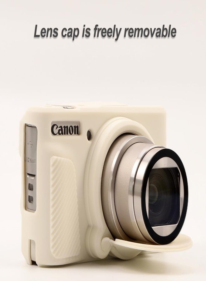 Pocoukate Case for Canon PowerShot SX740 HS Camera with Screen Protector, Soft Silicone Protective Cover Skin with Removable Lens Cover for SX740 HS, SX730 HS Accessories Rubber - Misty White - Image 4