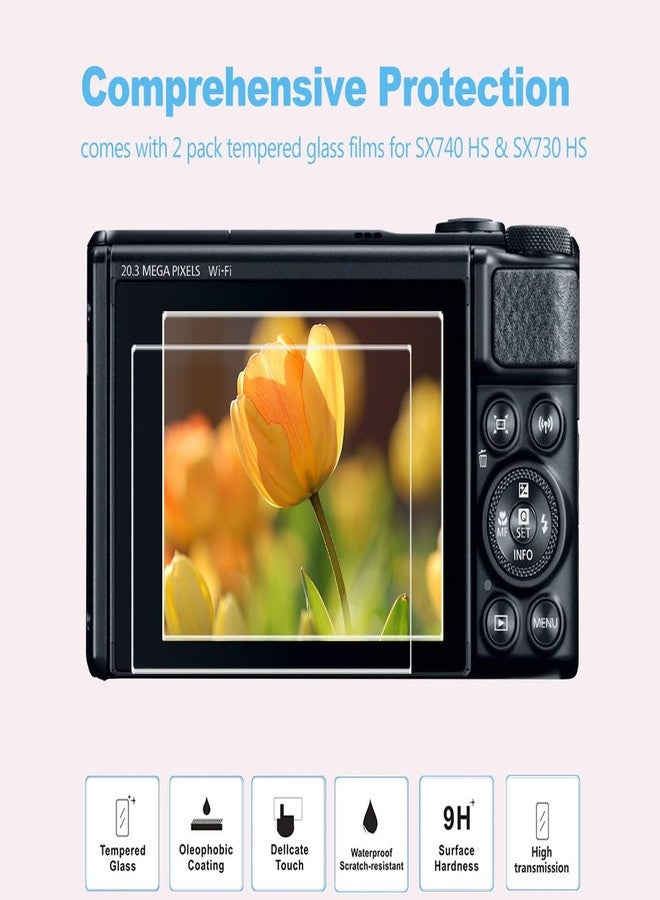 Pocoukate Case for Canon PowerShot SX740 HS Camera with Screen Protector, Soft Silicone Protective Cover Skin with Removable Lens Cover for SX740 HS, SX730 HS Accessories Rubber - Misty White - Image 2