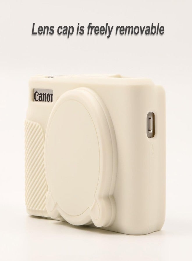 Pocoukate Case for Canon PowerShot SX740 HS Camera with Screen Protector, Soft Silicone Protective Cover Skin with Removable Lens Cover for SX740 HS, SX730 HS Accessories Rubber - Misty White - Image 3